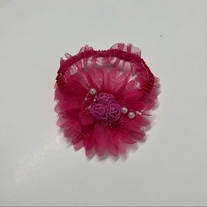 Infant Girl Pink Flower with Faux Pearls headband OS